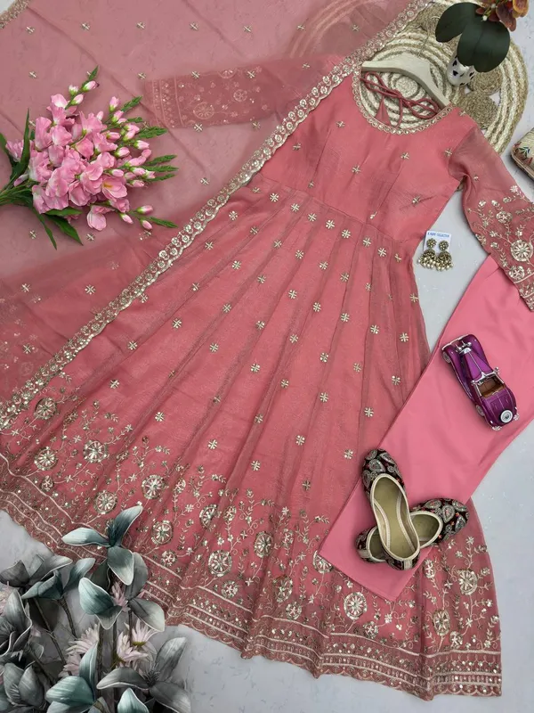 DEKEANSHKA®_Women’s_Designer_Party_Wear_Gown_Set_with_Dupatta_&_Pant_–_Pink