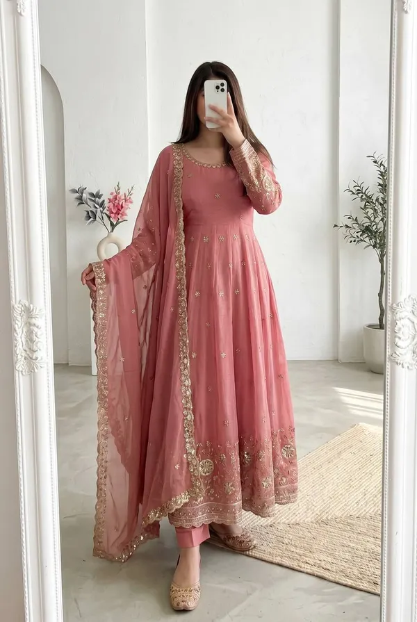 DEKEANSHKA®_Women’s_Designer_Party_Wear_Gown_Set_with_Dupatta_&_Pant_–_Pink