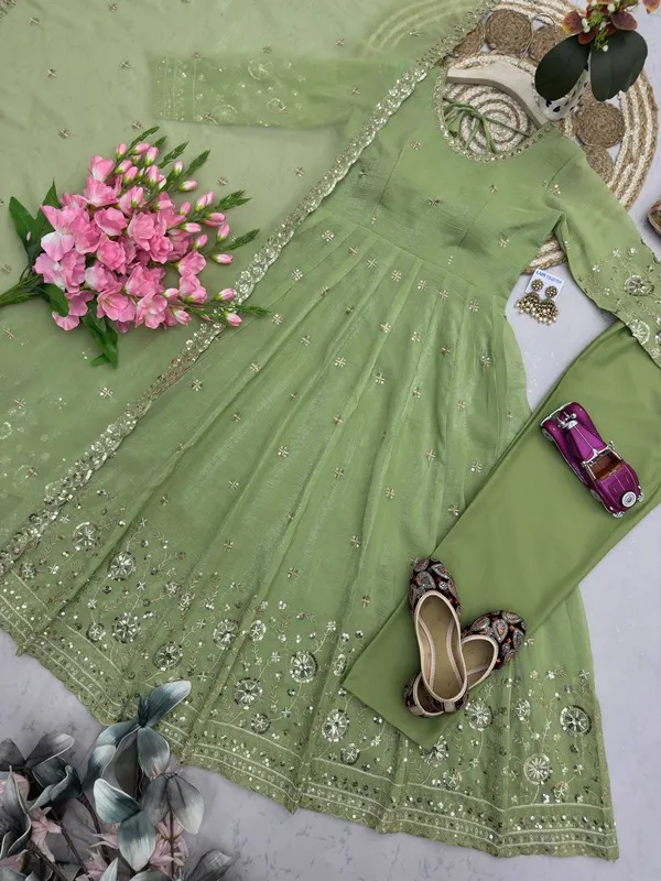 DEKEANSHKA®_Women’s_Designer_Party_Wear_Gown_Set_with_Dupatta_&_Pant_–_Pista_Green