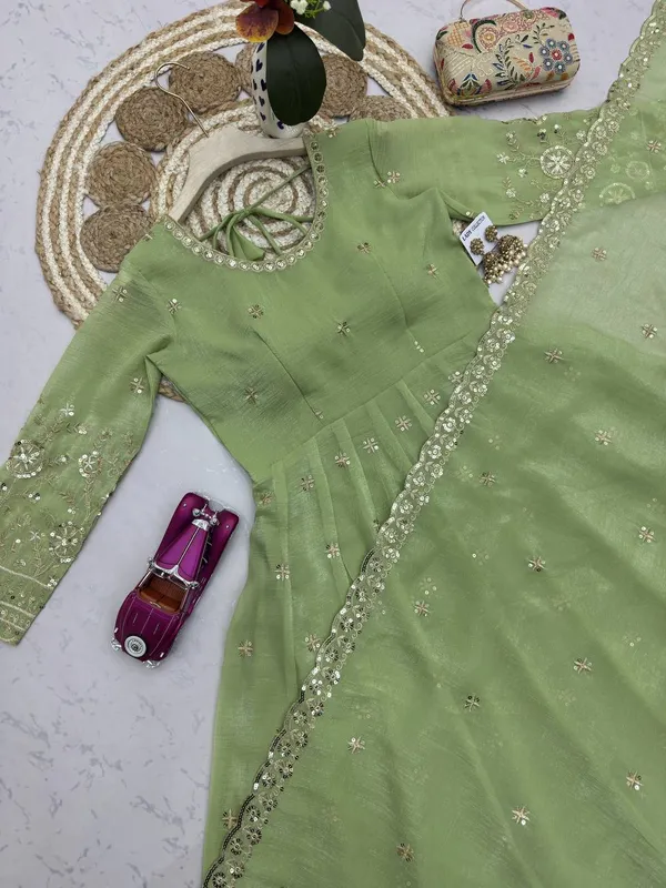 DEKEANSHKA®_Women’s_Designer_Party_Wear_Gown_Set_with_Dupatta_&_Pant_–_Pista_Green
