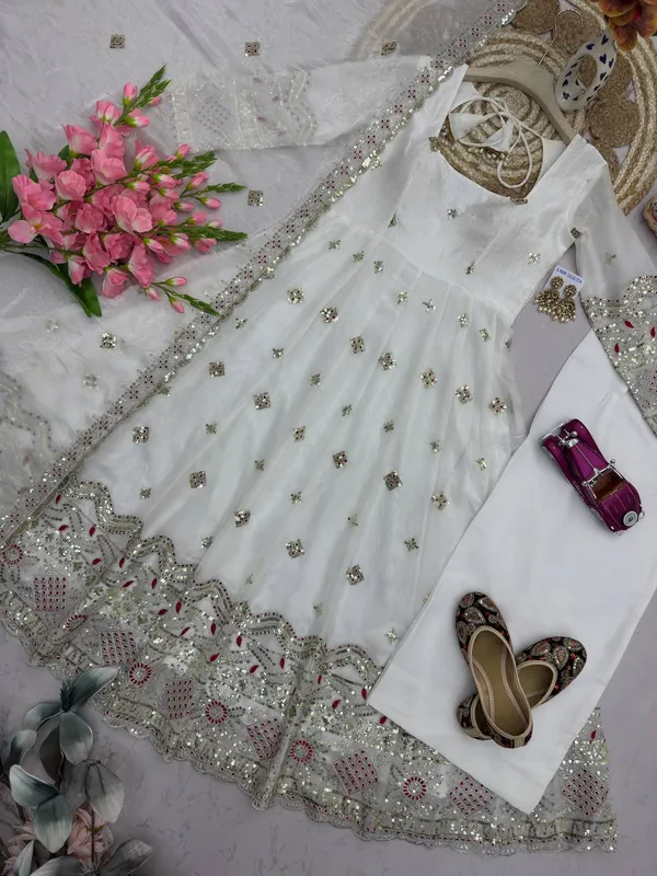 DEKEANSHKA®_Women’s_Designer_Party_Wear_Gown_Set_with_Dupatta_&_Pant_–_White