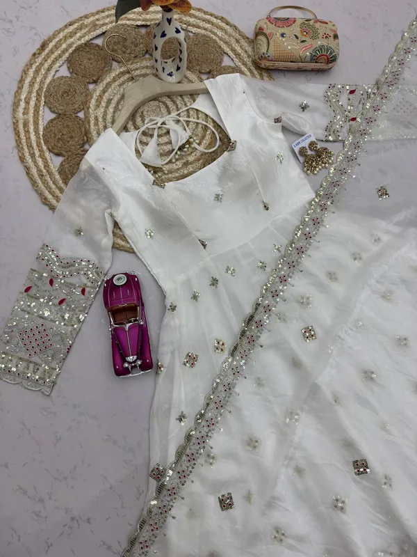 DEKEANSHKA®_Women’s_Designer_Party_Wear_Gown_Set_with_Dupatta_&_Pant_–_White