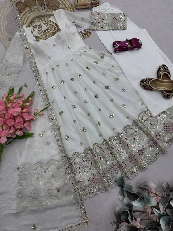 DEKEANSHKA®_Women’s_Designer_Party_Wear_Gown_Set_with_Dupatta_&_Pant_–_White