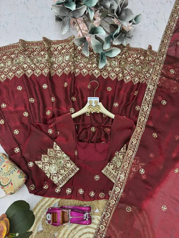 DEKEANSHKA®_Women’s_Designer_Party_Wear_Gown_Set_with_Dupatta_&_Pant_–_Wine