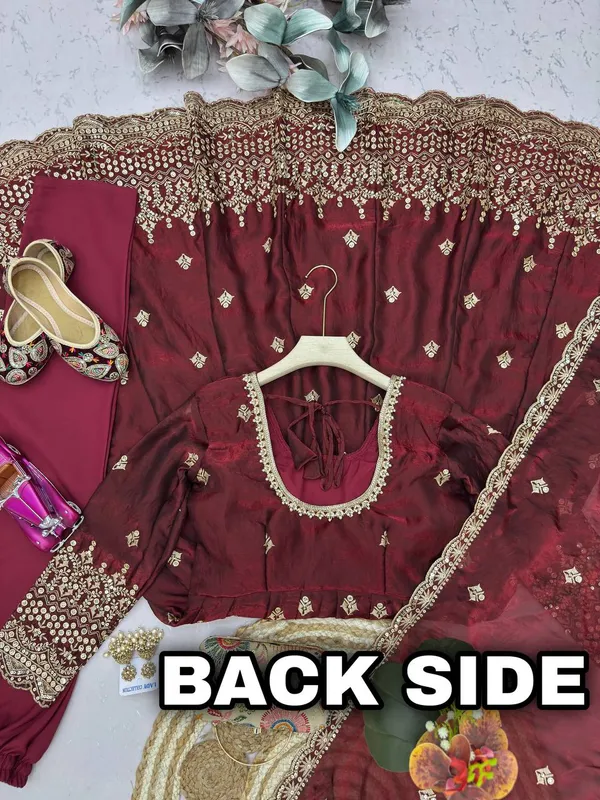 DEKEANSHKA®_Women’s_Designer_Party_Wear_Gown_Set_with_Dupatta_&_Pant_–_Wine