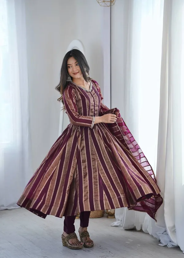 DEKEANSHKA®_Women’s_Designer_Party_Wear_Gown_Set_with_Dupatta_&_Pant_–_Wine