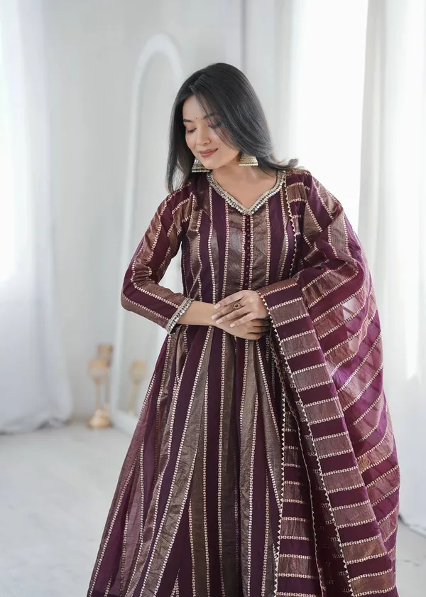 DEKEANSHKA®_Women’s_Designer_Party_Wear_Gown_Set_with_Dupatta_&_Pant_–_Wine