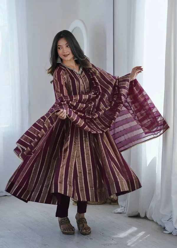 DEKEANSHKA®_Women’s_Designer_Party_Wear_Gown_Set_with_Dupatta_&_Pant_–_Wine