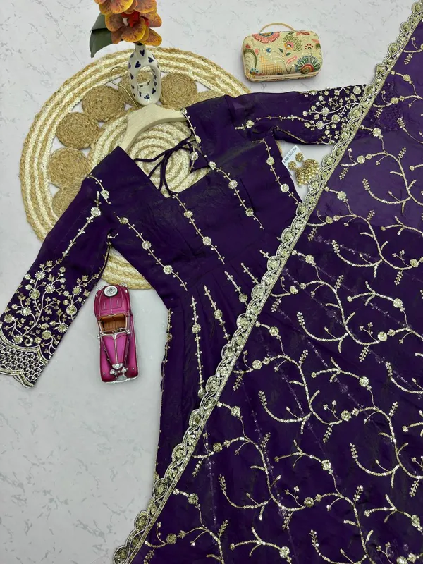 DEKEANSHKA®_Women’s_Designer_Royal_Purple_Embroidered_Party_Wear_Gown_Set_with_Dupatta_&_Pant