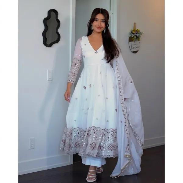 DEKEANSHKA®_Women’s_Designer_Party_Wear_Gown_Set_with_Dupatta_&_Pant_–_White