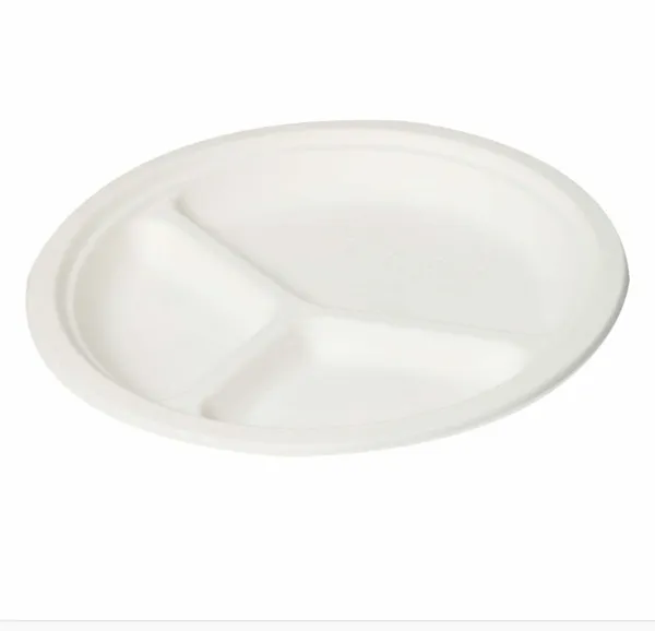 White_Sugarcane_Bagasse_Compartment_Plate_Pack_Of_50