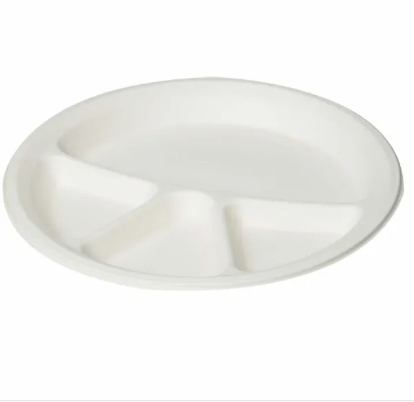 White_Sugarcane_Bagasse_Compartment_Plate_Pack_Of_50