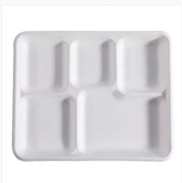White_Sugarcane_Bagasse_Compartment_Food_Tray_Pack_Of_25