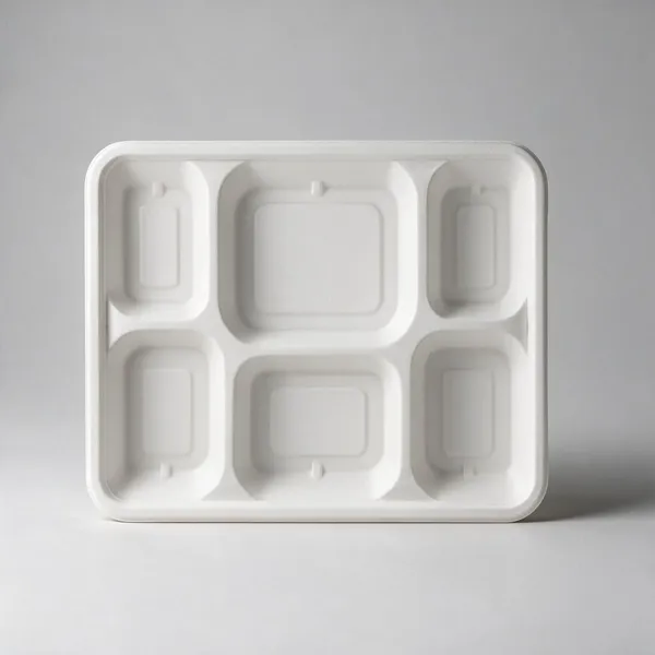 White_Sugarcane_Bagasse_Compartment_Food_Tray_Pack_Of_25