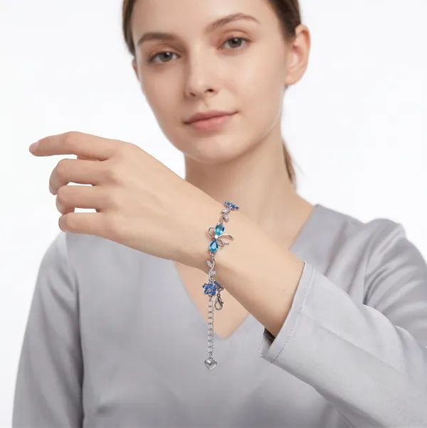 Blue_Floral_Charm_Bracelet_for_Women