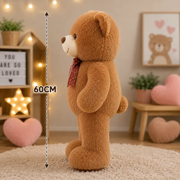 GOLDENHUB_TOYS_Giant_Teddy_Bear,_90_cm,_Soft_Plush,_Brown_with_Bow
