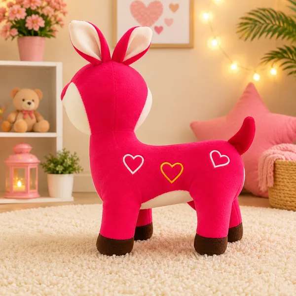 GOLDENHUB_TOYS_Polyester_Reindeer_Standing_Rani_Cute,_Plush/Soft_Toy_for_Boys,_Girls_and_Kids,_Super-Soft,_Safe,_Great_Birthday_Gift_(30_Cm_Rani)