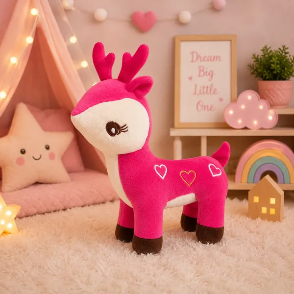 GOLDENHUB_TOYS_Polyester_Reindeer_Standing_Rani_Cute,_Plush/Soft_Toy_for_Boys,_Girls_and_Kids,_Super-Soft,_Safe,_Great_Birthday_Gift_(30_Cm_Rani)