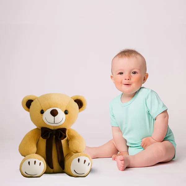 Goldenhub_Toys_Brown_Teddy_With_Smily_Paw_&_Bow_-_30CM