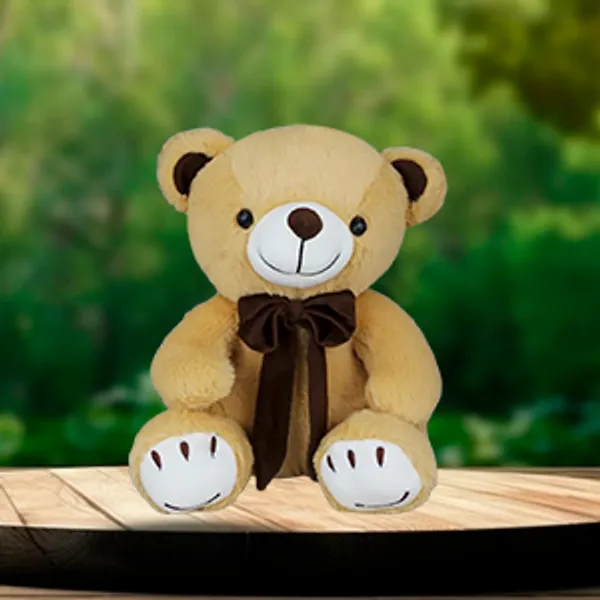 Goldenhub_Toys_Brown_Teddy_With_Smily_Paw_&_Bow_-_30CM