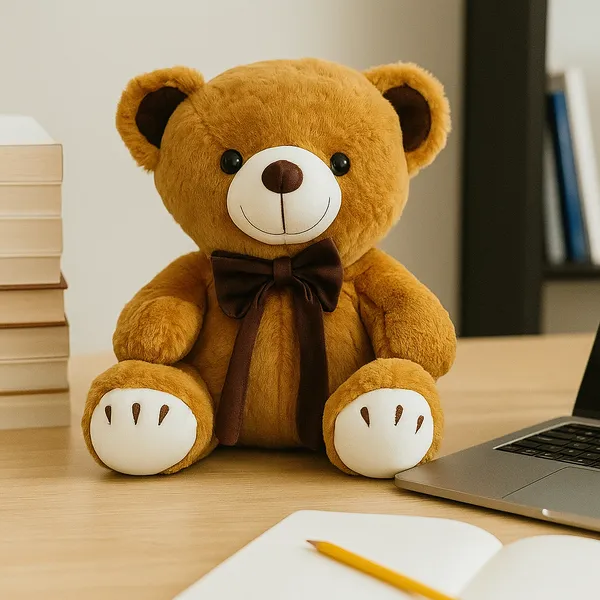 Goldenhub_Toys_Brown_Teddy_With_Smily_Paw_&_Bow_-_30CM