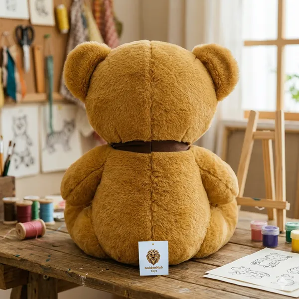 Goldenhub_Toys_Brown_Teddy_With_Smily_Paw_&_Bow_-_30CM