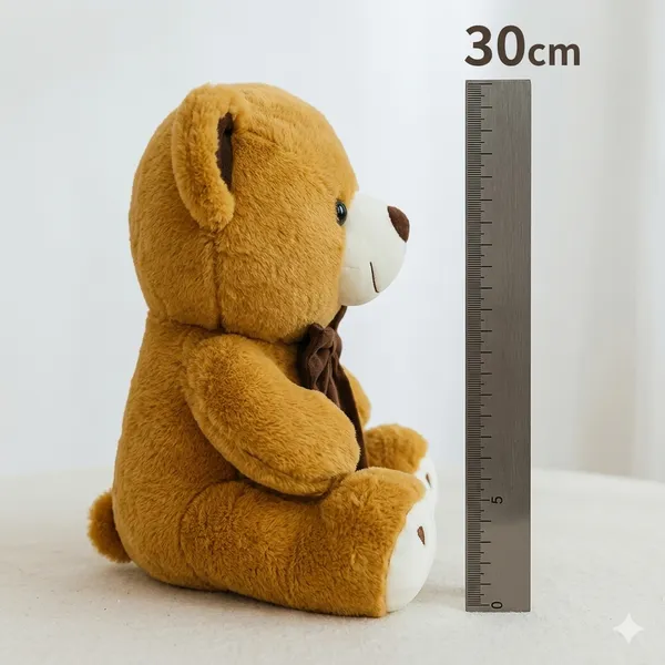 Goldenhub_Toys_Brown_Teddy_With_Smily_Paw_&_Bow_-_30CM