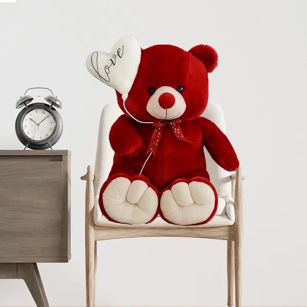 GOLDENHUB_TEDDY_BEAR_60_CM_STANDING_SIMPLE_RED_WITH_BALLOON