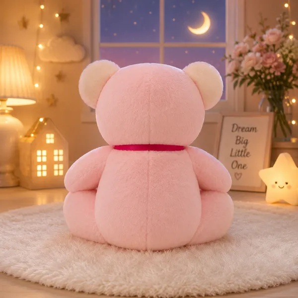 GOLDENHUB_TOYS_Glory_Teddy_Pink_Soft_Toy,_Plush,_with_White_Bow_25_cm_for_Kids