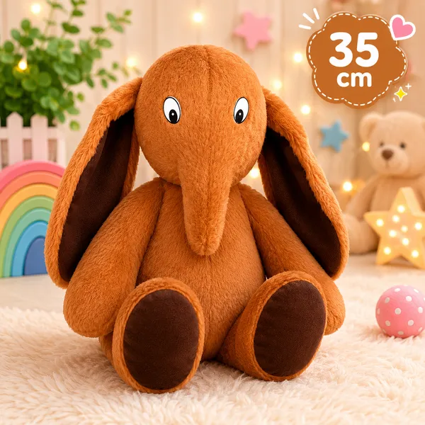 GOLDENHUB_TOYS_Plush_Brown_Flappy_Leg_Elephant_Soft_Toy,_Cuddly_35_cm