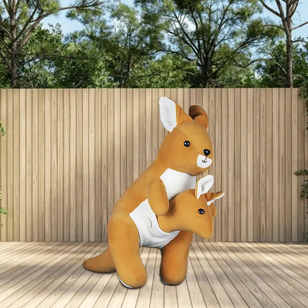 GOLDENHUB_TOYS_Lifelike_Australian_Kangaroo_and_Joey_Plush_Toy,_Soft_Brown_Stuffed_Toys