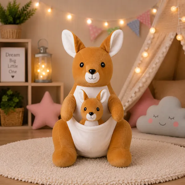 GOLDENHUB_TOYS_Lifelike_Australian_Kangaroo_and_Joey_Plush_Toy,_Soft_Brown_Stuffed_Toys