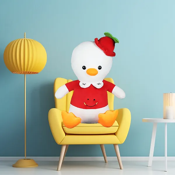 GOLDENHUB_TOYS_Cute_Stuffed_Duck_with_Cap_Plush_Toy,_Red_and_White,_30_cm