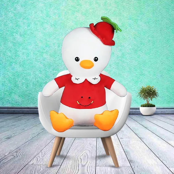 GOLDENHUB_TOYS_Cute_Stuffed_Duck_with_Cap_Plush_Toy,_Red_and_White,_30_cm