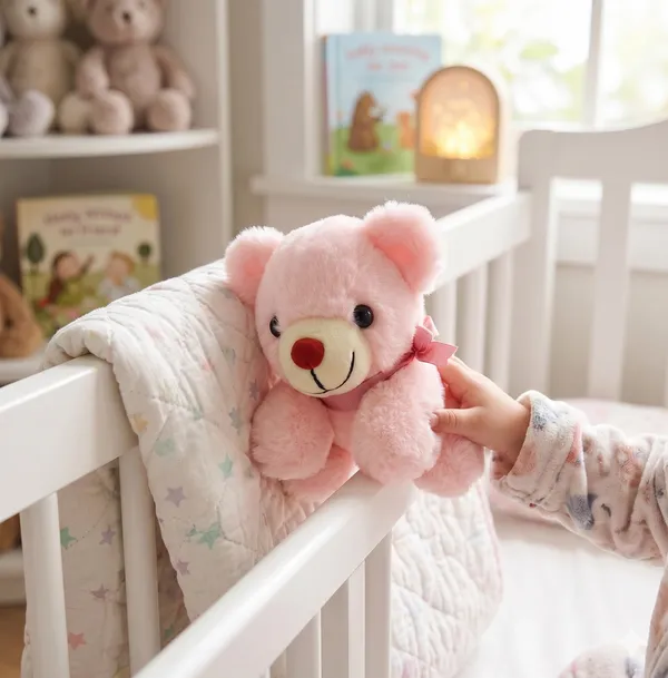 Goldenhub_Toys_Pink_Sleepy_Bear_Soft_Stuffed_Toys_for_Kids_-_20_cm