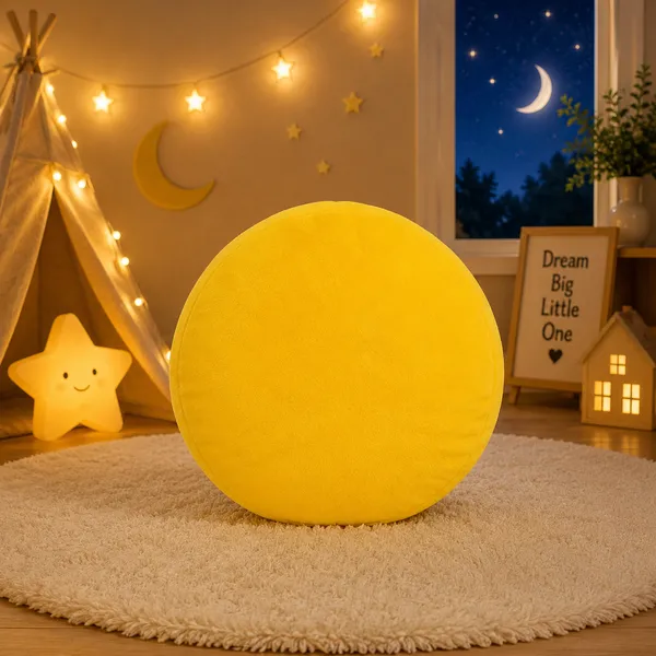 GOLDENHUB_TOYS_Smiley_Face_Cushion_with_Black_Bow,_Plush_Soft_Toy,_Yellow
