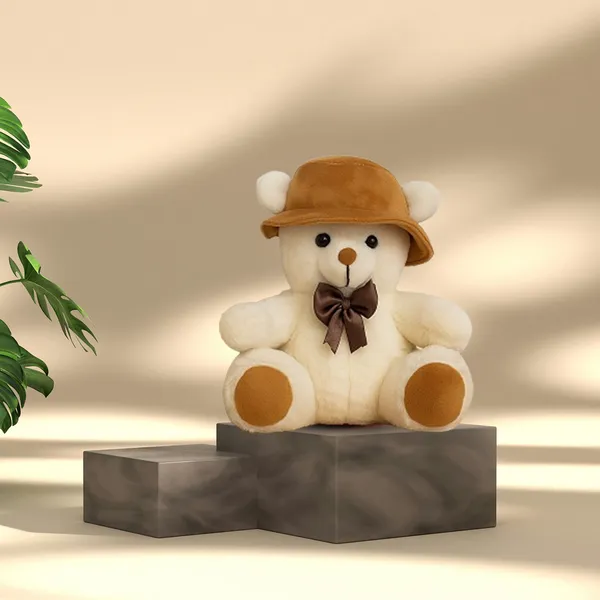 GOLDENHUB_TOYS_Soft_Plush_Teddy_Bear_with_Cap,_20_cm,_Butter_Texture