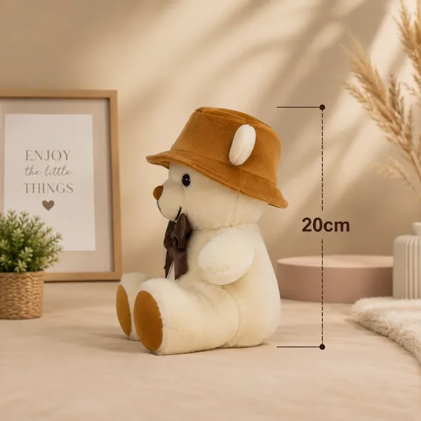 GOLDENHUB_TOYS_Soft_Plush_Teddy_Bear_with_Cap,_20_cm,_Butter_Texture
