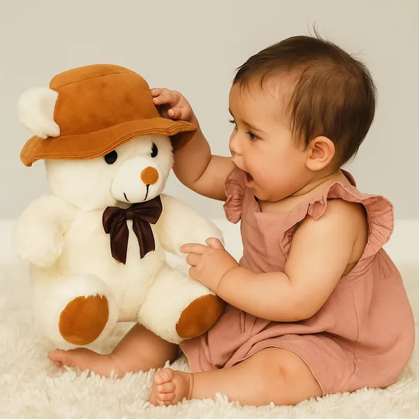 GOLDENHUB_TOYS_Soft_Plush_Teddy_Bear_with_Cap,_20_cm,_Butter_Texture