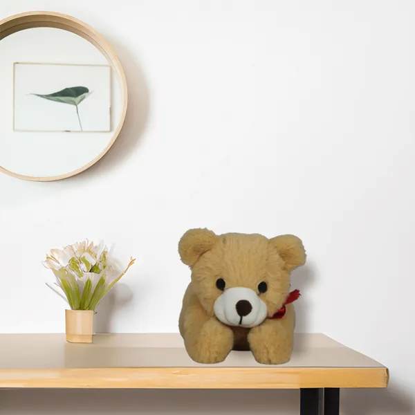 Goldenhub_Toys_Plush_Sleepy_Bear_Stuffed_Toy,_20_cm,_Soft_Velvet_Material,_Brown_-_20_cm