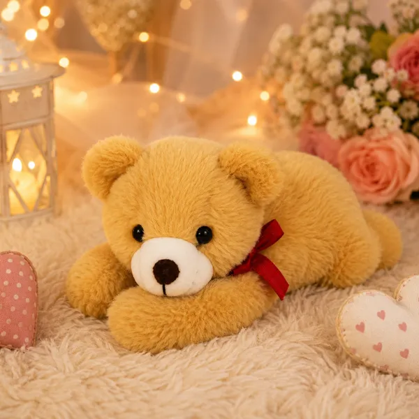 Goldenhub_Toys_Plush_Sleepy_Bear_Stuffed_Toy,_20_cm,_Soft_Velvet_Material,_Brown_-_20_cm