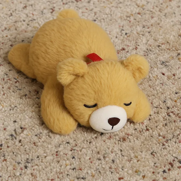 Goldenhub_Toys_Plush_Sleepy_Bear_Stuffed_Toy,_20_cm,_Soft_Velvet_Material,_Brown_-_20_cm