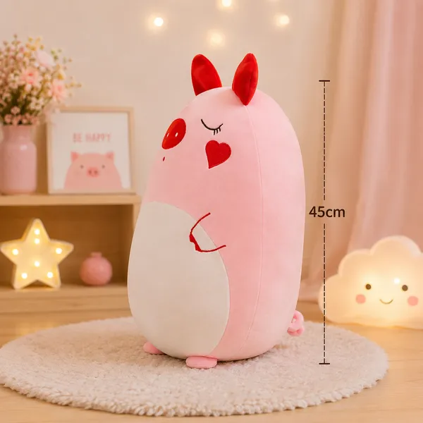 GoldenHub_45_cm_Plush_Pig_Cushion_Pink_and_Red,_Decorative_Stuffed_Animal_Pillow_Soft_Toy