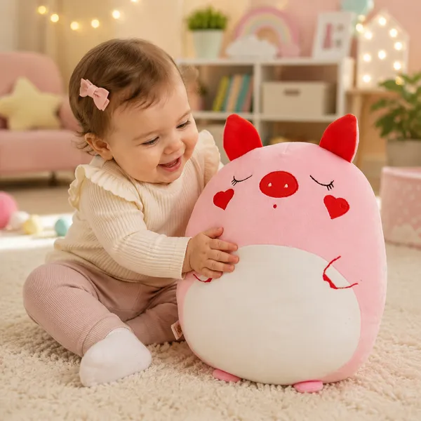 GoldenHub_45_cm_Plush_Pig_Cushion_Pink_and_Red,_Decorative_Stuffed_Animal_Pillow_Soft_Toy
