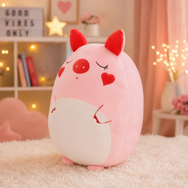 GoldenHub_45_cm_Plush_Pig_Cushion_Pink_and_Red,_Decorative_Stuffed_Animal_Pillow_Soft_Toy