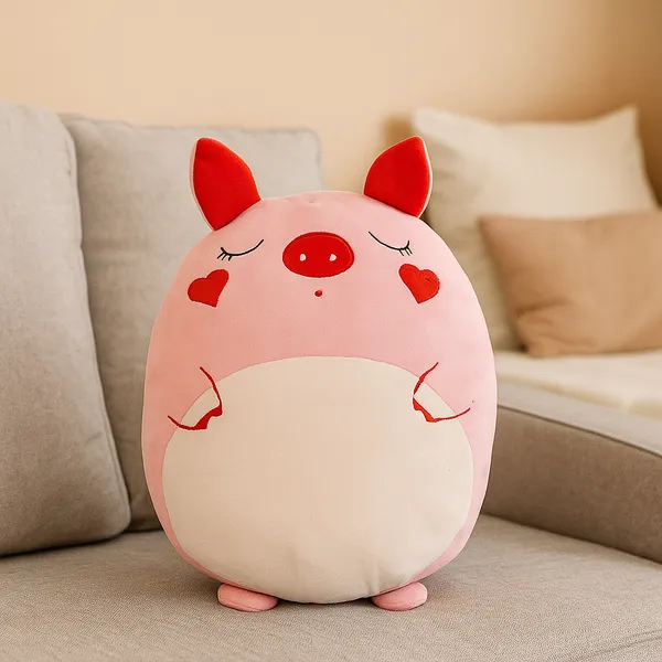 GoldenHub_45_cm_Plush_Pig_Cushion_Pink_and_Red,_Decorative_Stuffed_Animal_Pillow_Soft_Toy