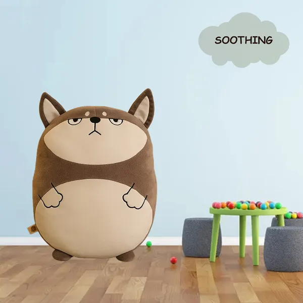GoldenHub_45_cm_Plush_Dog_Cushion_Grey_and_White_Soft_Toy