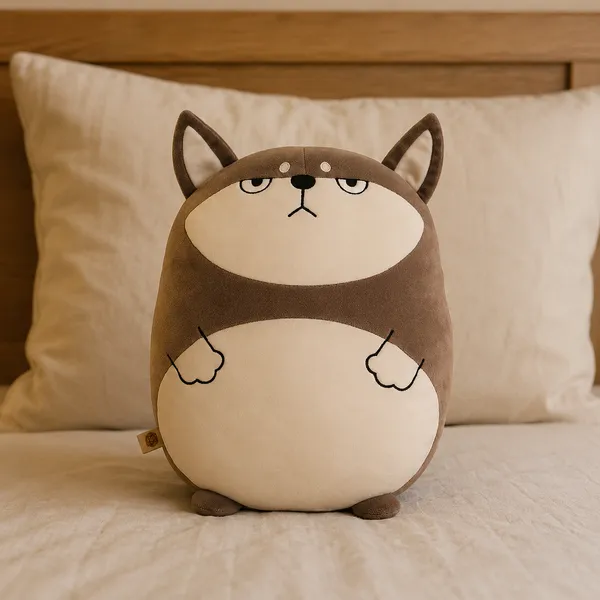GoldenHub_45_cm_Plush_Dog_Cushion_Grey_and_White_Soft_Toy