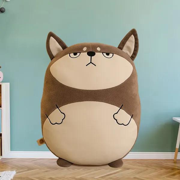 GoldenHub_45_cm_Plush_Dog_Cushion_Grey_and_White_Soft_Toy