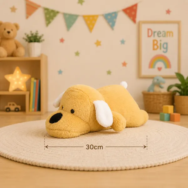 GOLDENHUB_TOYS_Plush_Brown_Dog_Stuffed_Animal,_Soft_Sleeping_Puppy_Toy_with_White_Ears